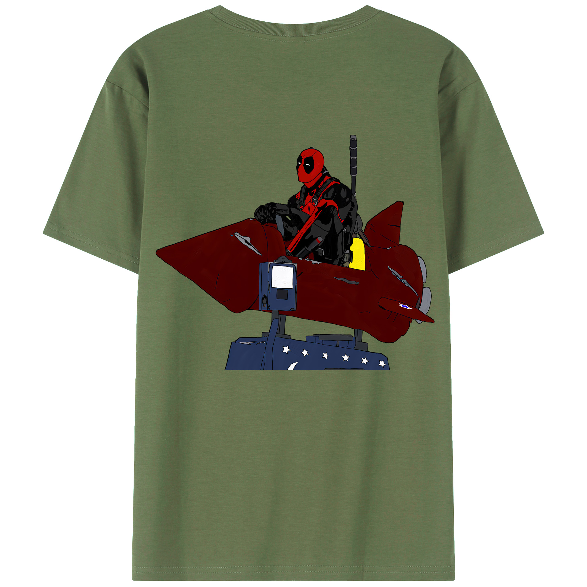 （画像用） Deadpool デッドプール 綿100％ メンズ半袖Tシャツ（バックプリント） 通気性